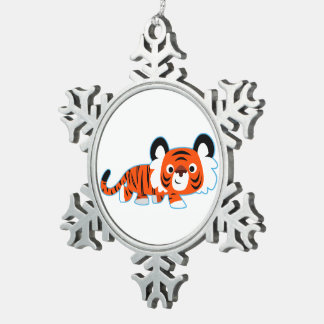 Adorno De Peltre Tipo Copo De Nieve Tigre Personalizado lindo en el ornamento de la po