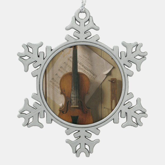 Adorno De Peltre Tipo Copo De Nieve Todavía vida, violín y música (Anverso)