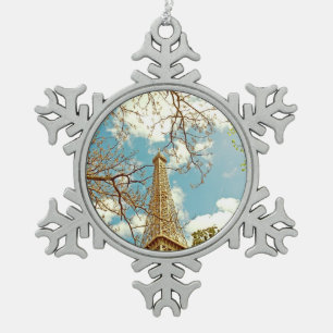 Adorno De Peltre Tipo Copo De Nieve Torre Eiffel París Fotografía