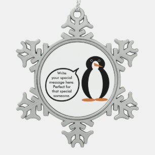 Adorno De Peltre Tipo Copo De Nieve Traje de Cumpleaños Ms. Penguin Personalizado