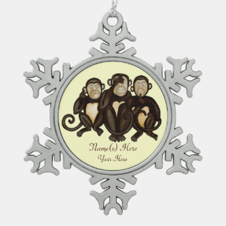Adorno De Peltre Tipo Copo De Nieve Tres monos sabios