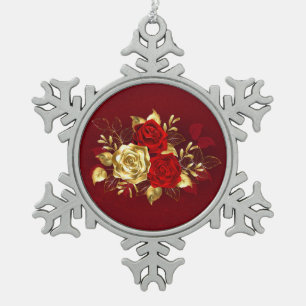 Adorno De Peltre Tipo Copo De Nieve Tres Rosas Joyas