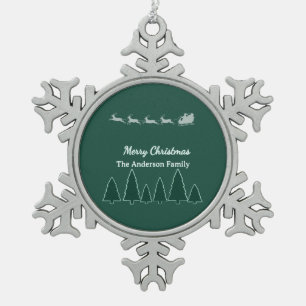 Adorno De Peltre Tipo Copo De Nieve Trineo de Navidad Familia Copo de Nieve Resplandor