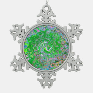 Adorno De Peltre Tipo Copo De Nieve Trippy Lime Green y Pink Resumen Swirt Retro