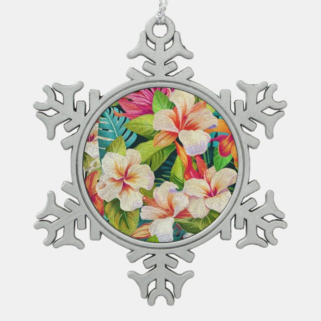 Adorno De Peltre Tipo Copo De Nieve Tropical Floral Oil Painting Style (Anverso)