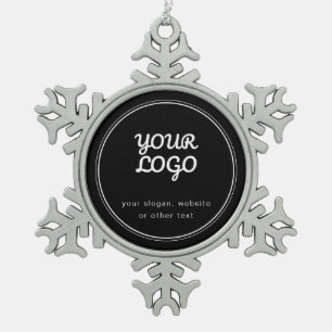 Adorno De Peltre Tipo Copo De Nieve Tu logotipo elegante editable negro y blanco