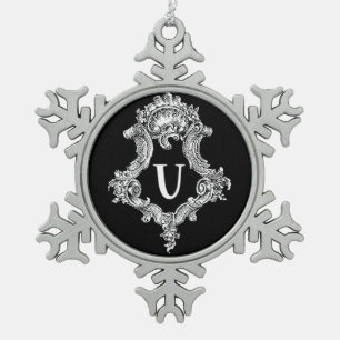 Adorno De Peltre Tipo Copo De Nieve U Monograma Ornamento Inicial