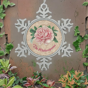 Adorno De Peltre Tipo Copo De Nieve Un Peón Rosa con Encanto Rosa