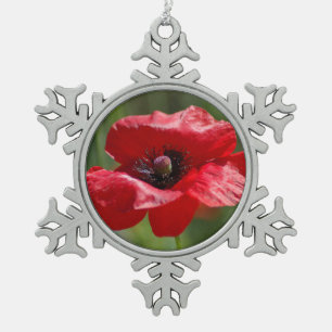 Adorno De Peltre Tipo Copo De Nieve Una sola amapola roja
