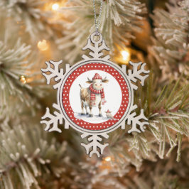 Adorno De Peltre Tipo Copo De Nieve Vaca de Navidad con juego de palabras