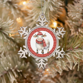 Adorno De Peltre Tipo Copo De Nieve Vaca de Navidad con juego de palabras