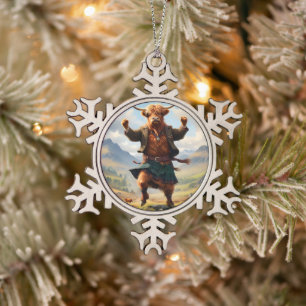 Adorno De Peltre Tipo Copo De Nieve Vaca Highland Bailando Con La Huida De Highland,