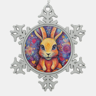 Adorno De Peltre Tipo Copo De Nieve Valentine Bunny Flowers corazones púrpura