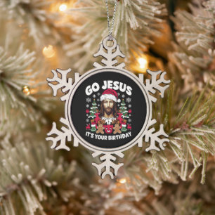 Adorno De Peltre Tipo Copo De Nieve Vamos Jesús Es Tu Cumpleaños Suéter Feo De Navidad