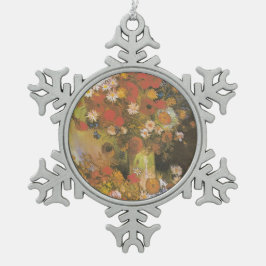 Adorno De Peltre Tipo Copo De Nieve Vase con cornflores y cachorros, peonías y crisant