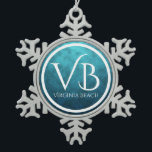 Adorno De Peltre Tipo Copo De Nieve VB Virginia Beach on Blue Water Background<br><div class="desc">VB Virginia Beach on Blue Water Background Snowflake Pewter Christmas Ornament  -by The Beach Bum</div>