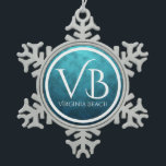 Adorno De Peltre Tipo Copo De Nieve VB Virginia Beach on Blue Water Background<br><div class="desc">VB Virginia Beach on Blue Water Background Snowflake Pewter Christmas Ornament  -by The Beach Bum</div>