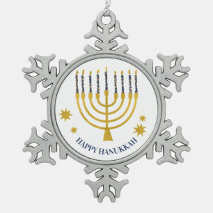 Adorno De Peltre Tipo Copo De Nieve Velas de Menorah Felices Hanukkah