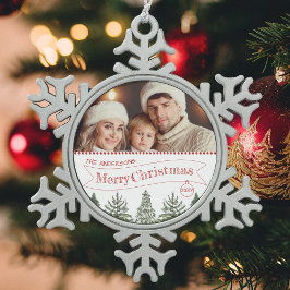 Adorno De Peltre Tipo Copo De Nieve Verde Rojo Árbol Blanco de Invierno Feliz Navidad