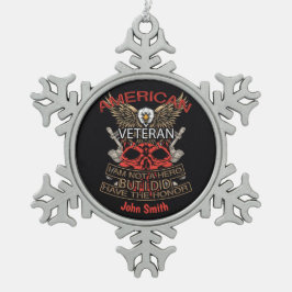 Adorno De Peltre Tipo Copo De Nieve Veterano Patriótico Norteamericano Personalizado