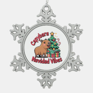 Adorno De Peltre Tipo Copo De Nieve Vibraciones de Navidad del Carpincho Humor Navideñ