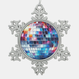 Adorno De Peltre Tipo Copo De Nieve Vibrante acuarela Disco Ball Ornamento de copo de