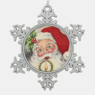 Adorno De Peltre Tipo Copo De Nieve Vieja moda Santa el Nochebuena