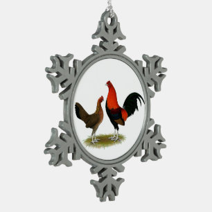 Adorno De Peltre Tipo Copo De Nieve Viejo juego inglés Bantams: BB Red Pair