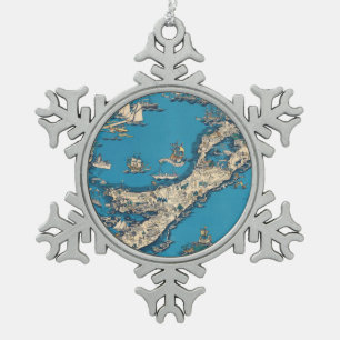 Adorno De Peltre Tipo Copo De Nieve Viejo mapa de las Bermudas