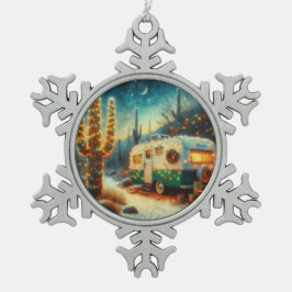 Adorno De Peltre Tipo Copo De Nieve Vintage Camper Navidades en el desierto Saguaro Ca