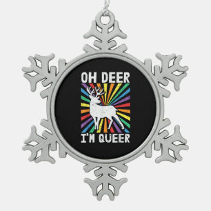 Adorno De Peltre Tipo Copo De Nieve Vintage Oh Deer estoy Orgullosamente Gay Lesbiana