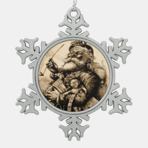 Adorno De Peltre Tipo Copo De Nieve Vintage Papá Noel
