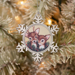 Adorno De Peltre Tipo Copo De Nieve Vintage retro de ciervo de invierno