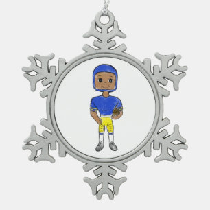 Adorno De Peltre Tipo Copo De Nieve vintage retro jugador de fútbol azul amarillo simp