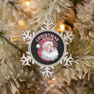 Adorno De Peltre Tipo Copo De Nieve Vintage Retro Santa Rosa Navidad