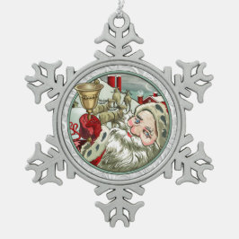 Adorno De Peltre Tipo Copo De Nieve Vintage Santa Snowflake Framed Ornament