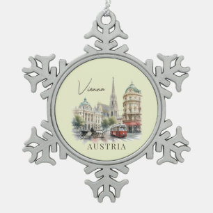 Adorno De Peltre Tipo Copo De Nieve Vintage Watercolor Vienna Austria