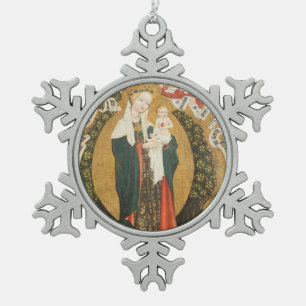 Adorno De Peltre Tipo Copo De Nieve Virgen y niño en una luna creciente de Destna