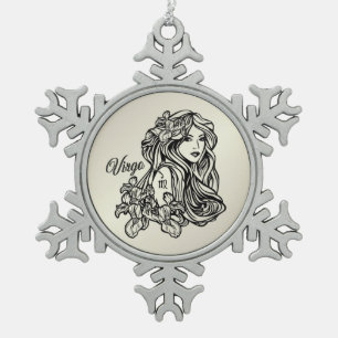 Adorno De Peltre Tipo Copo De Nieve Virgo El Dorado Virgin Zodiac