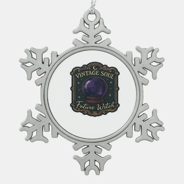 Adorno De Peltre Tipo Copo De Nieve Whimsigoo Fantasía Bosques Místicos, Luna y Mágica (Anverso)