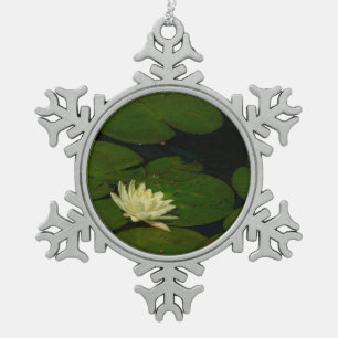 Adorno De Peltre Tipo Copo De Nieve White Waterlily I Fotografía Floral Pacífica