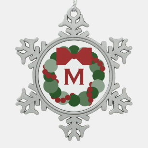 Adorno De Peltre Tipo Copo De Nieve Wreath de Navidades geométricos con monograma