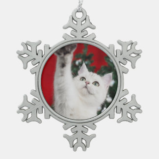 Adorno De Peltre Tipo Copo De Nieve XMAS white Cat
