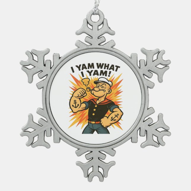 Adorno De Peltre Tipo Copo De Nieve Yam Lo Que Yam Popeye Personalizado Cita Clásica (Anverso)
