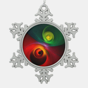 Adorno De Peltre Tipo Copo De Nieve Yin Verde Rojo Yang Patrón de arte abstracto moder