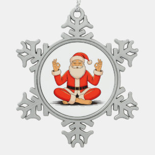 Adorno De Peltre Tipo Copo De Nieve Yoga Santa Namaste Meditación Navidad Feriado