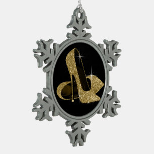Adorno De Peltre Tipo Copo De Nieve Zapatos de tacón alto de oro
