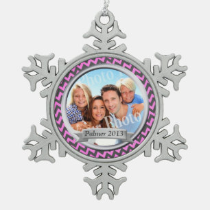 Adorno De Peltre Tipo Copo De Nieve Zig Zag Pattern Family Photo Keepsake