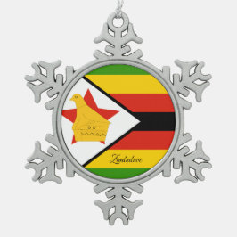 Adorno De Peltre Tipo Copo De Nieve Zimbabue: copo de nieve, bandera de Zimbabue