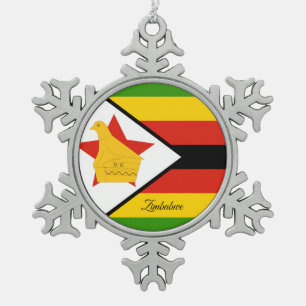 Adorno De Peltre Tipo Copo De Nieve Zimbabue: copo de nieve, bandera de Zimbabue